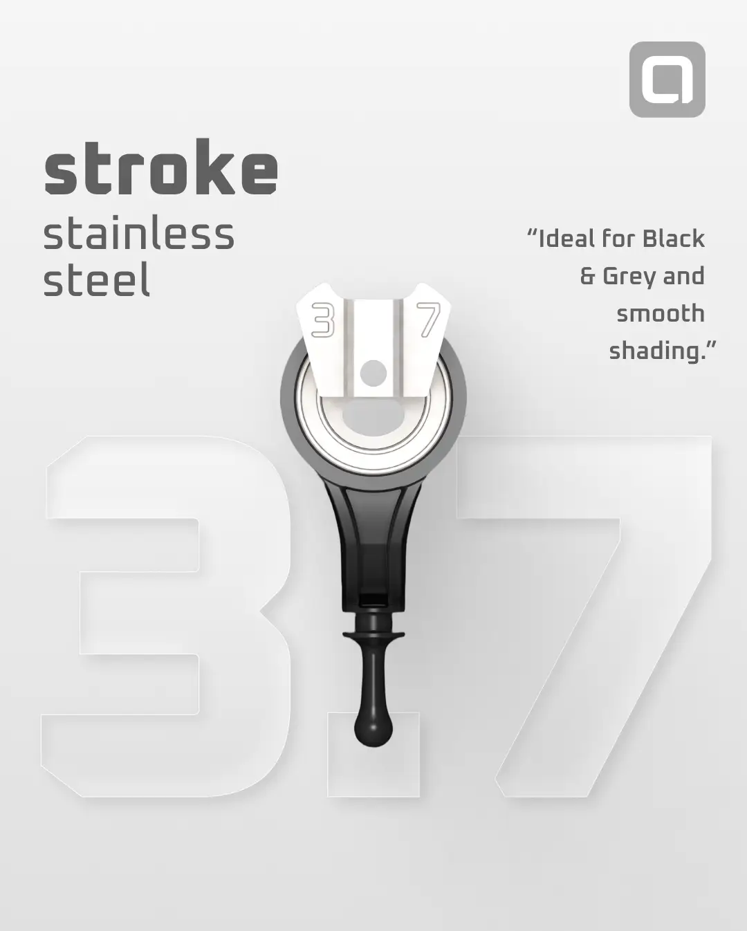 Schwarze und silberne ACUS Stroke Classic-Tätowiermaschine aus Edelstahl mit schlankem ergonomischem Design für präzises stroke