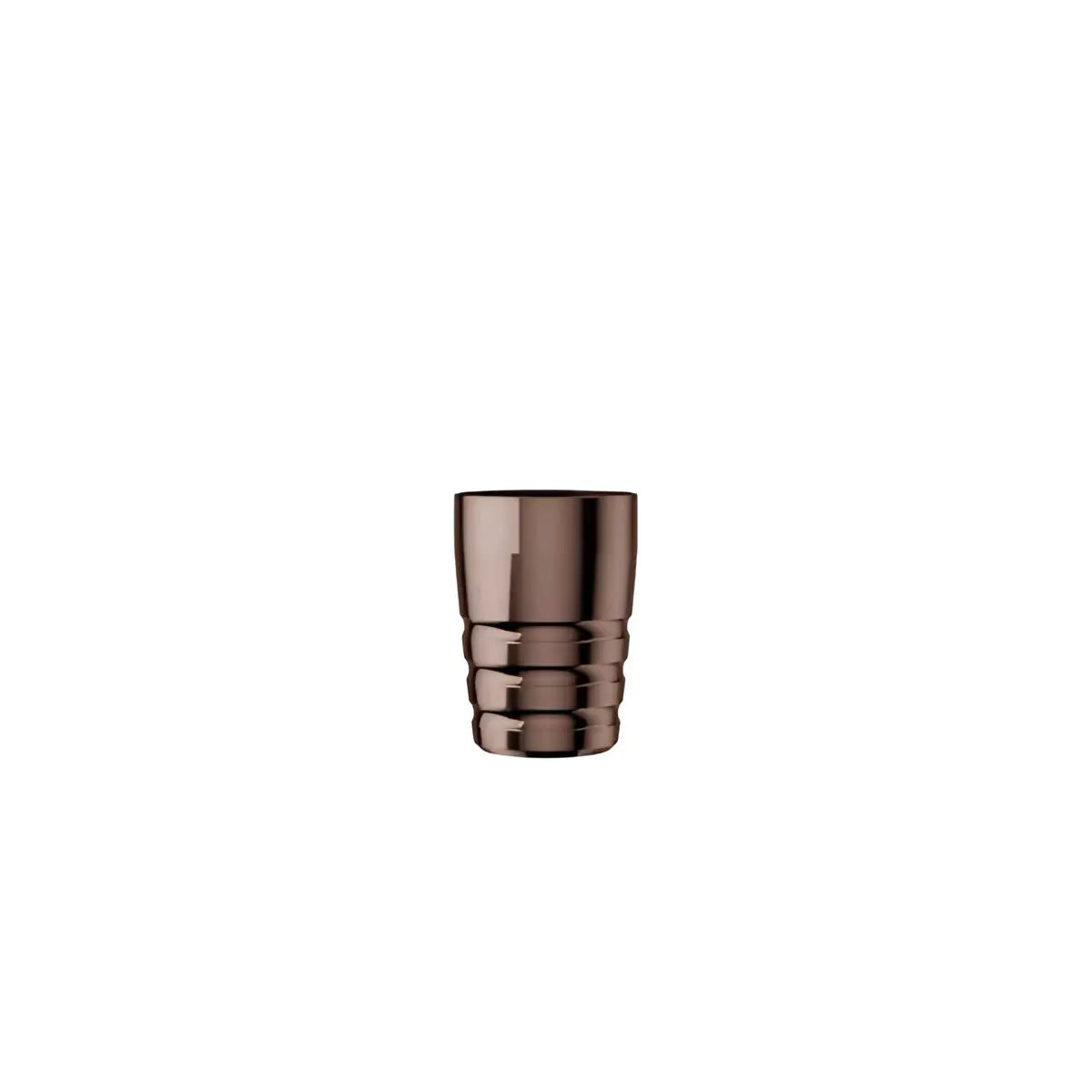 A sleek metallic brown cheyenne hawk pen grip tumbler with a ribbed base and smooth reflective sides