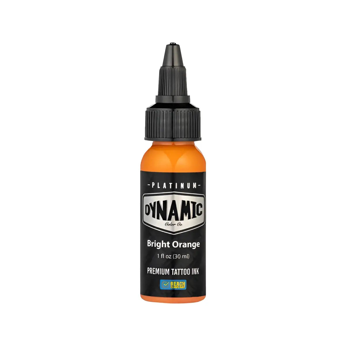 alt
Helle orange Kunststoffflasche mit dynamic Tattoo-Farben, schwarzem Deckel und Etikett, 30 ml, Platinum-Serie