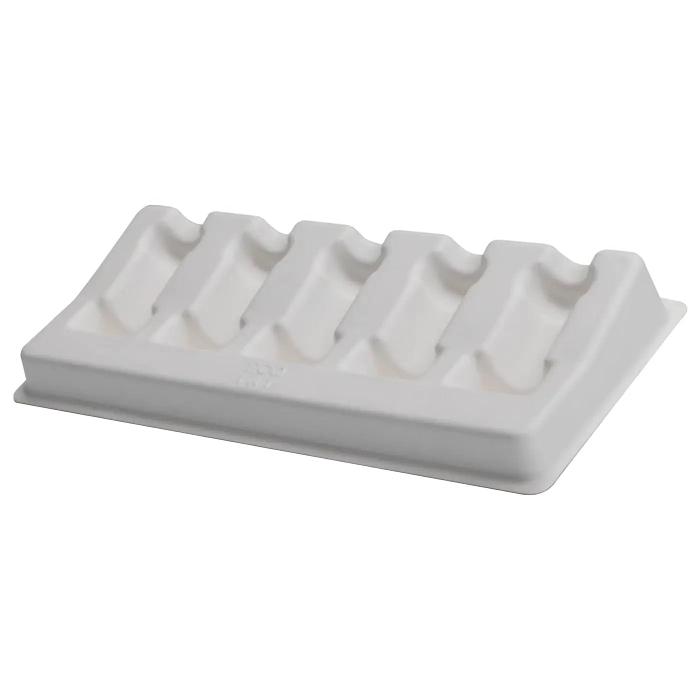 Weiße Kunststoff-Eiswürfelschale mit fünf rechteckigen Fächern aus ECOTAT cartridge-Trays, 50er-Set