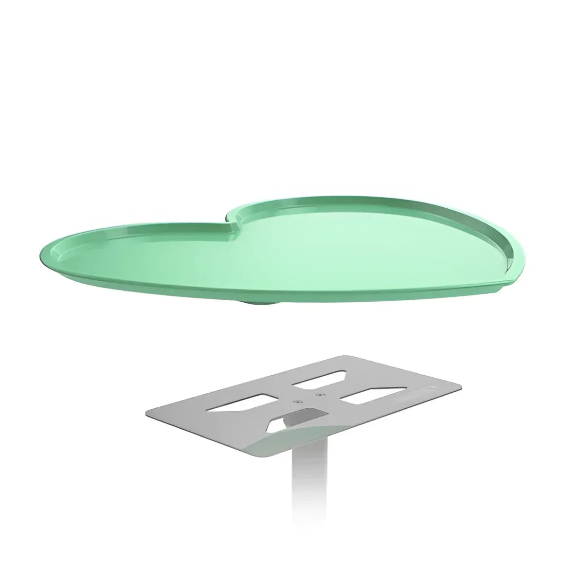 A sleek mint green heart tray with smooth glossy finish and rounded edges from the ghost collection top tray only