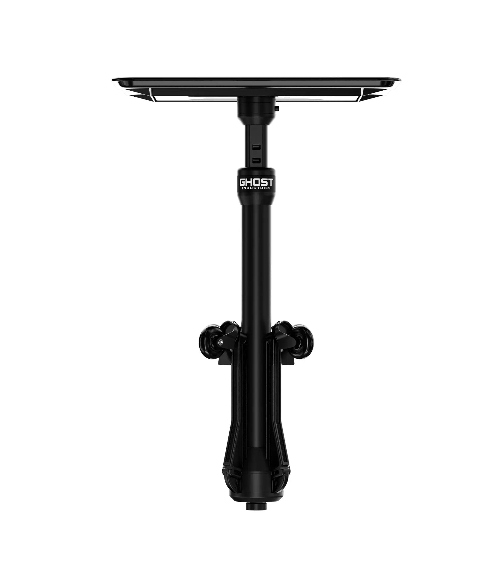 Black ghost industries ceiling mount stand with adjustable height and swivel base for ghost travel base use