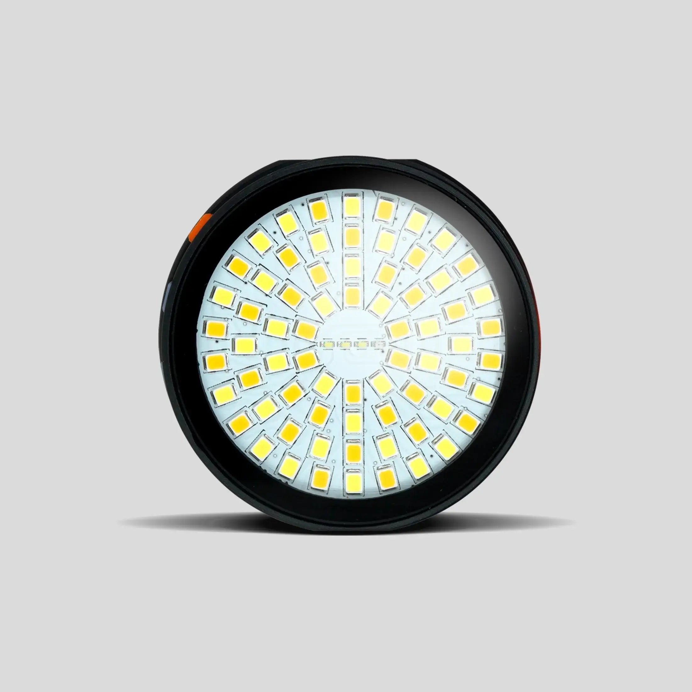 Circular black led light with bright yellowish-white leds in concentric circles for goat g8 upgrade kit