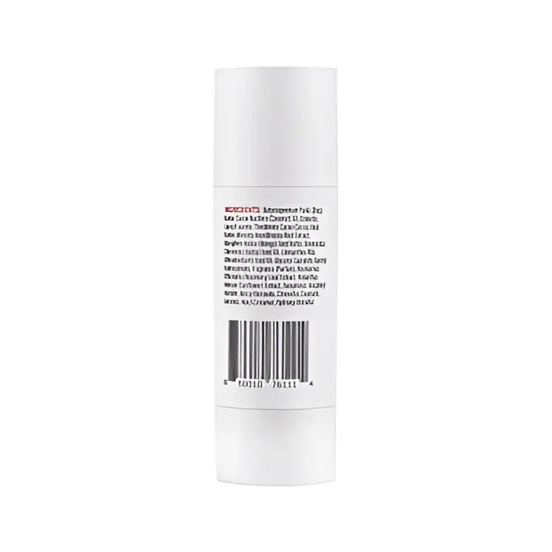 Back of hustle butter deluxe revitalizing stick showing a white cylindrical tube with barcode and ingredient list