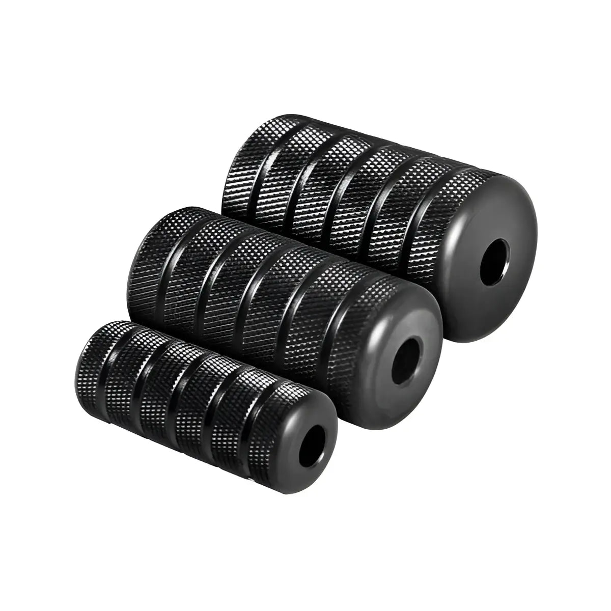 Schwarze strukturierte Metall-Griffeinsätze für ergonomisches Handling im killer ink Acetal-Tätowiergriff, leicht und autoklavierbar
