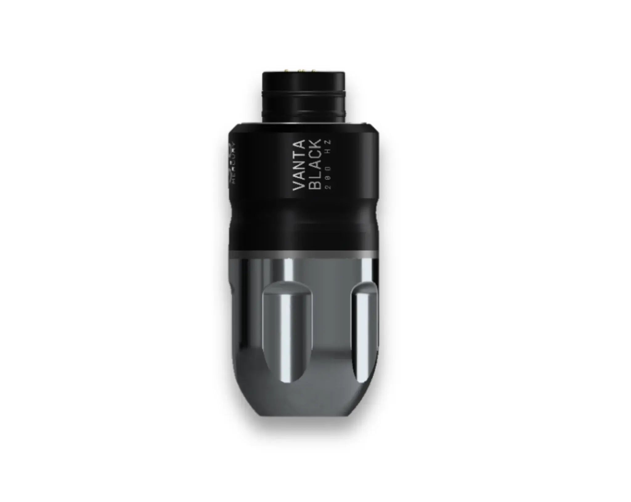 Musotoku Vanta Black Edition Mercury M-1 kabellose Tätowiermaschine in Schwarz und Silber mit ergonomischem, strukturiertem Griff für präzise Kontrolle