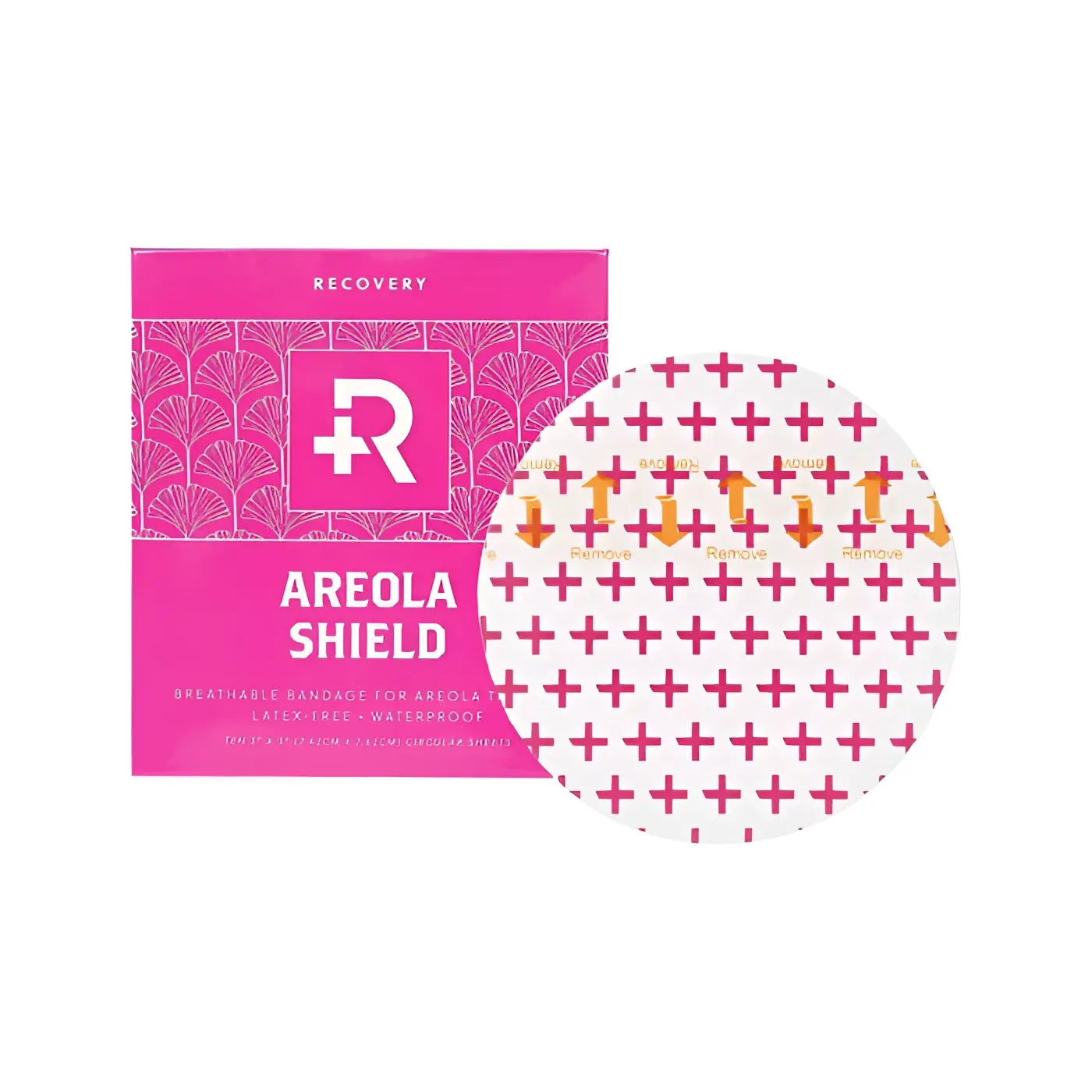 Pink- und weiße kreisförmige Areola-Schutz-Tattoo-Folie mit roten Pluszeichen von recovery 7.6cm 100pcs für die Tattoo-Pflege