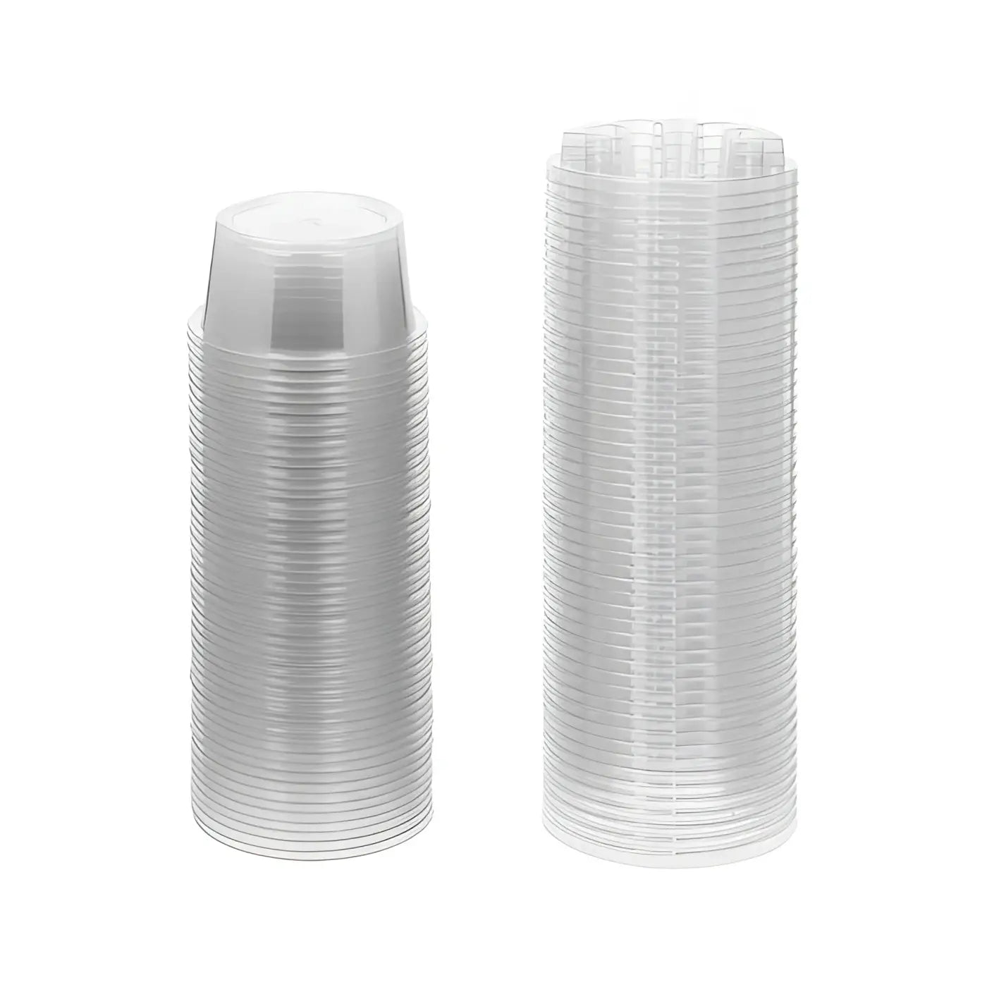 Two Stapel transparenter, Einweg-cartridge-Becher aus Kunststoff in verschiedenen Größen von SAFERLY, 50er-Pack