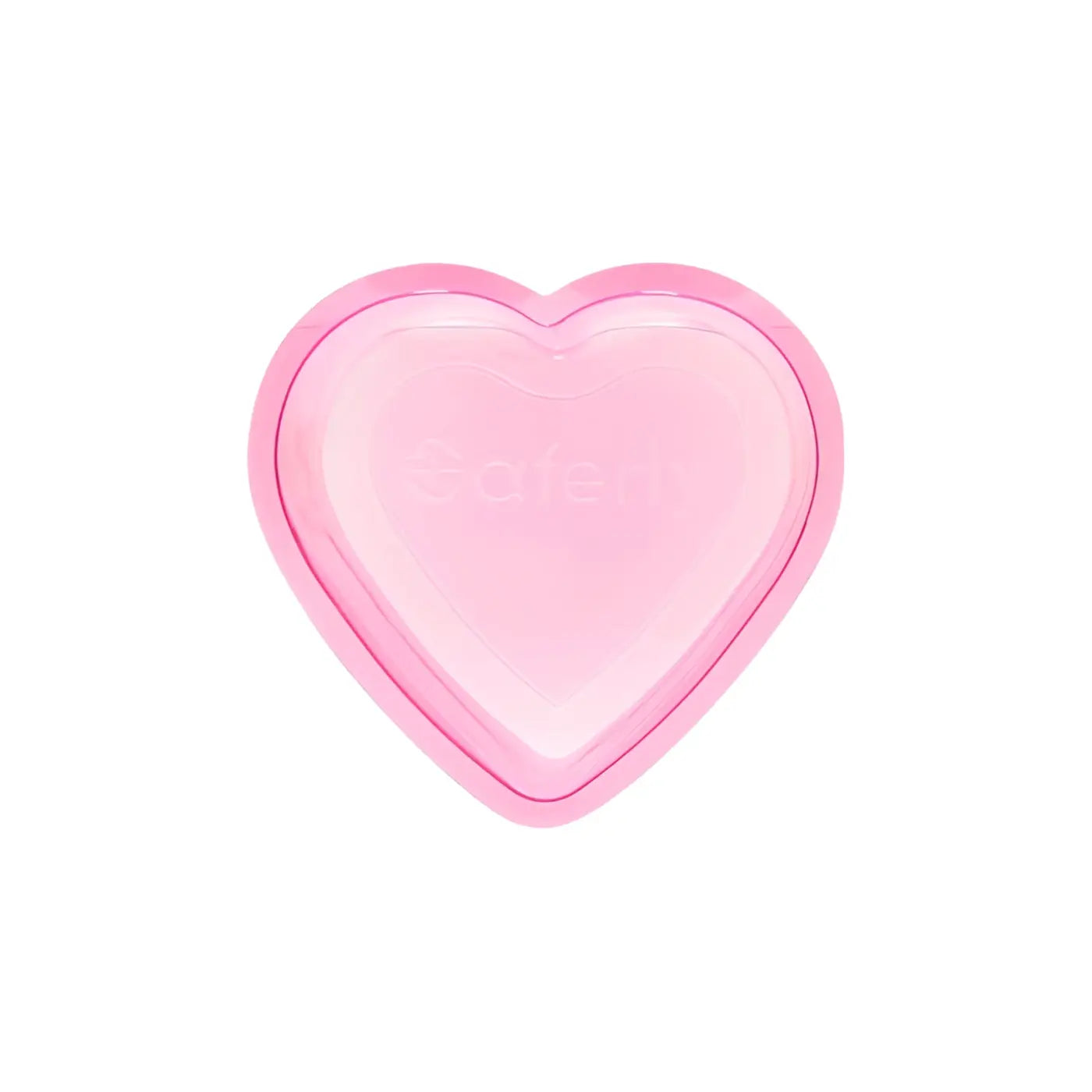 Saferly heart shaped rinse cup in pink with translucent glossy finish and 150ml capacity for safe rinsing