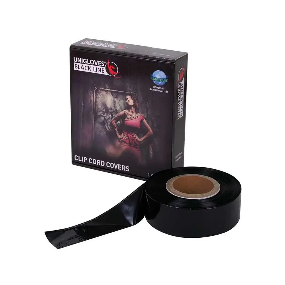 Black unigloves clip cord covers in a roll with glossy finish designed for durable cable protection