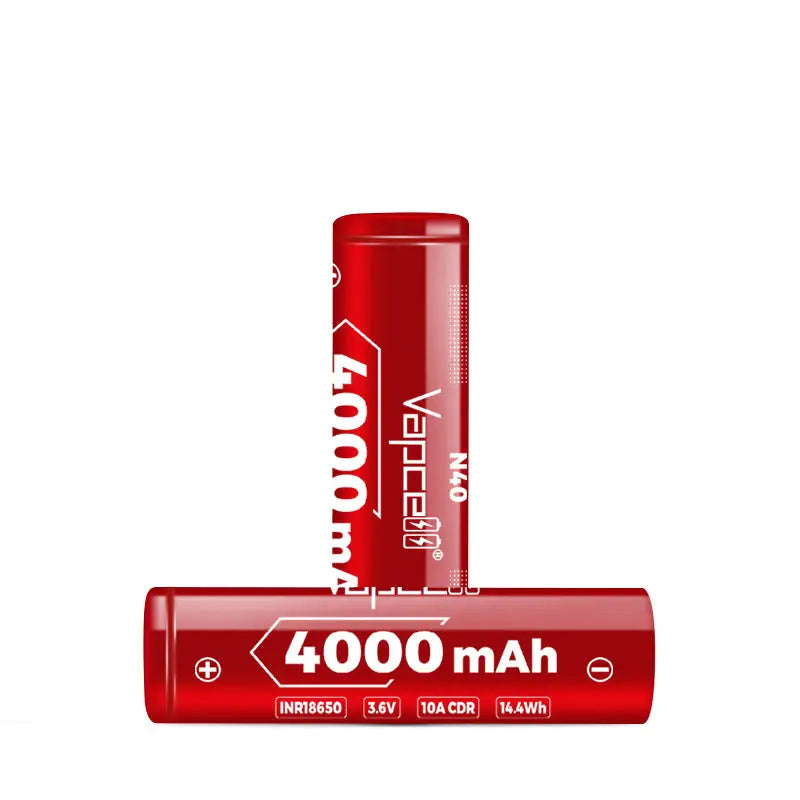 Red zylindrische VAPCELL INR18650 wiederaufladbare Lithium-Ionen-Batterie 4000mAh 10A 2er-Pack für elektronische Geräte