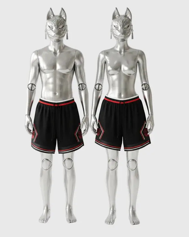 Both silver figures with shorts