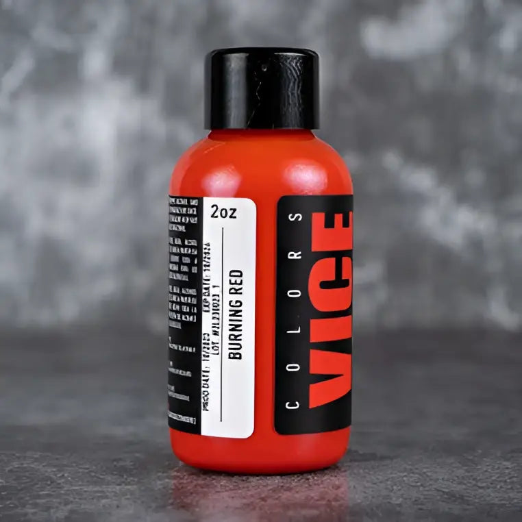 Vice burning red 2oz dye bottle with a black cap and bold red label for vibrant hair coloring