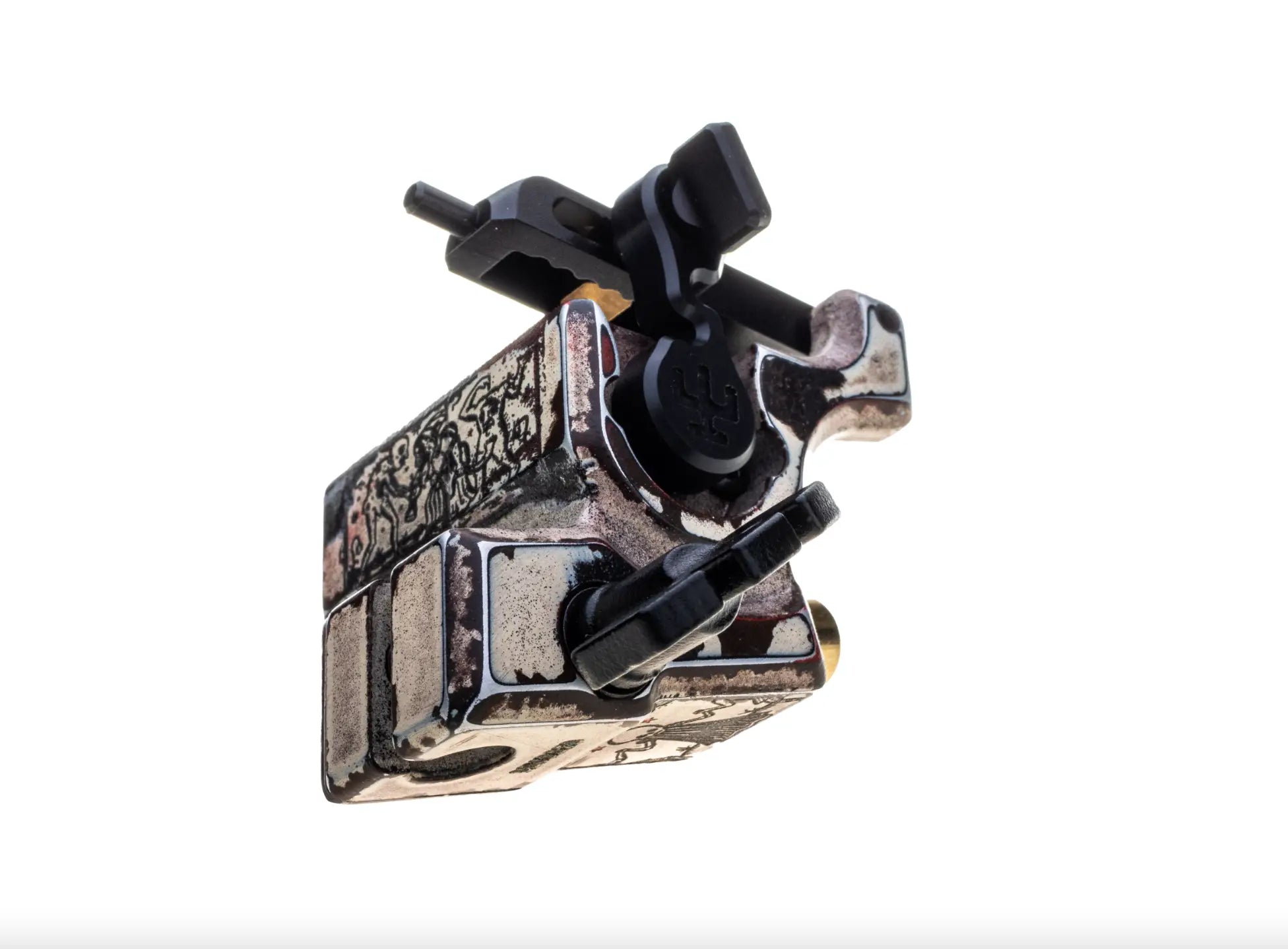 VLAD BLAD Avenger 2 Pro Muerte by Shpigel schwarze und silberne Tattoo-Maschine mit aufwendig graviertem Metallgehäuse