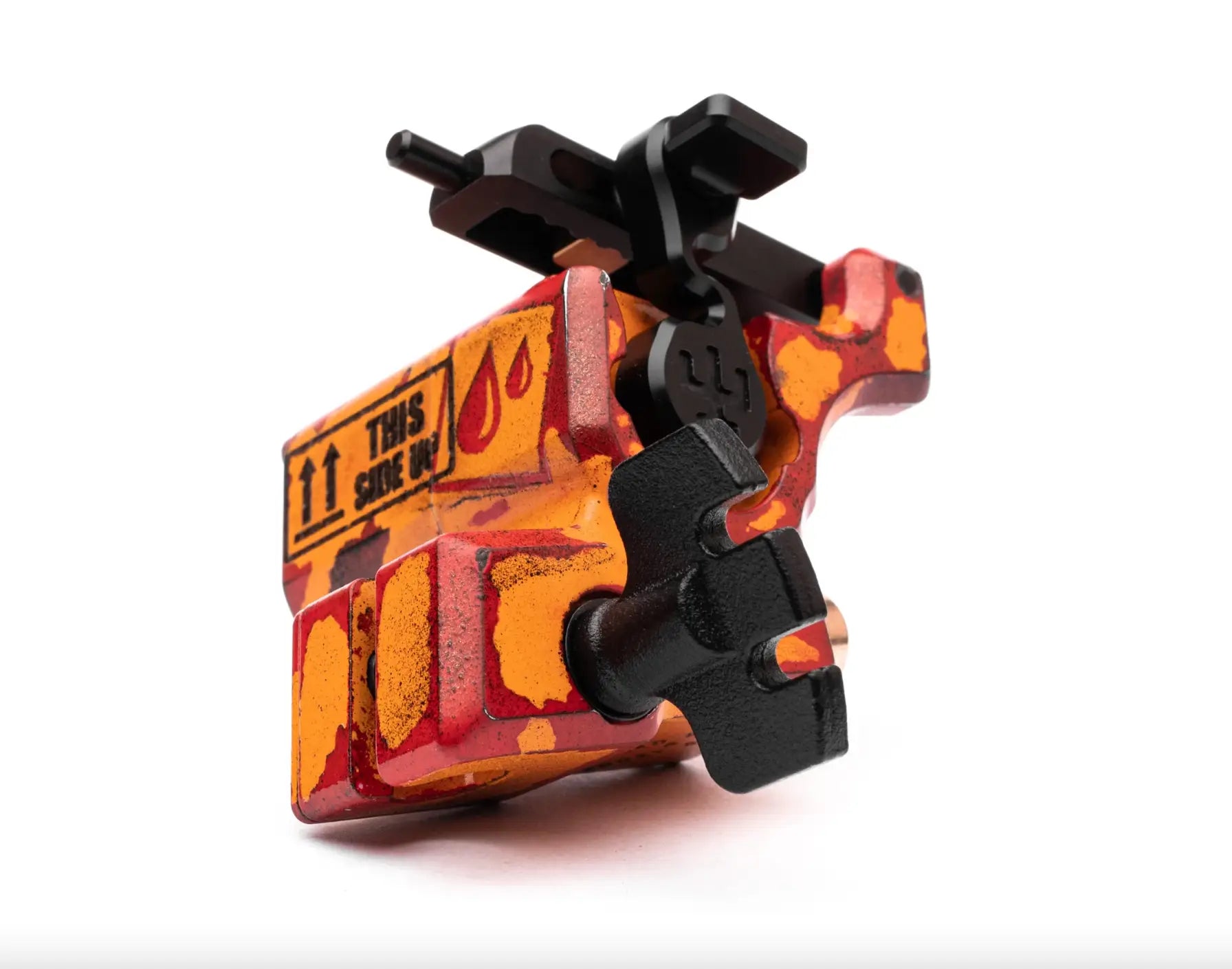 VLAD BLAD Avenger 2 Pro Tattoo-Maschine in leuchtend orange-roter Lava-Lackierung mit schwarzen Kunststoffkomponenten von shpigel