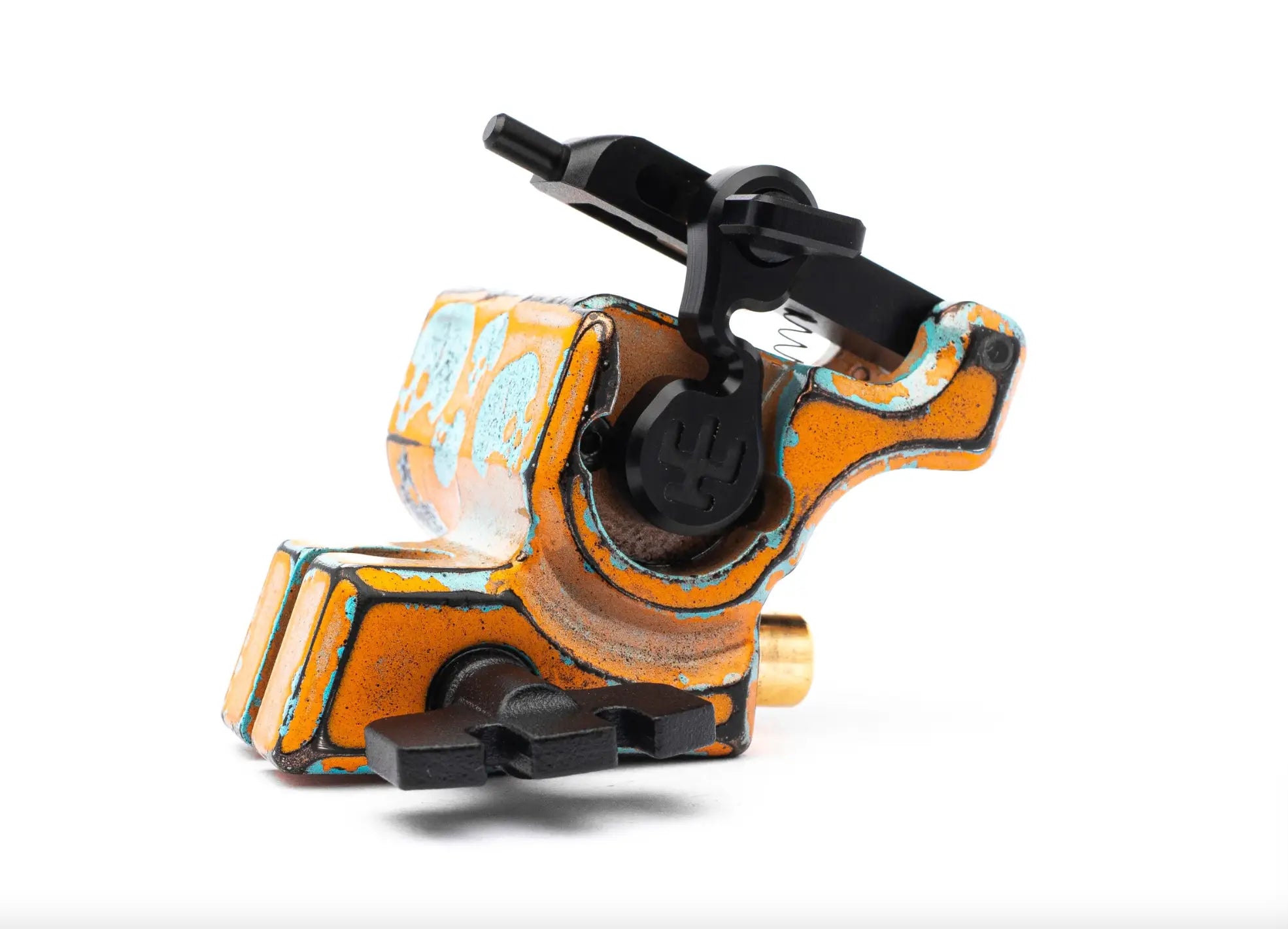 VLAD BLAD Avenger 2 Pro Tattoo-Maschine in Orange und Türkis mit schwarzen Akzenten von Shpigel, für präzisen Einsatz entwickelt