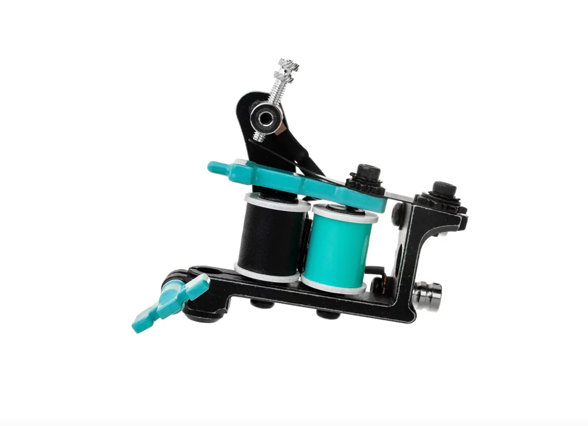 Vlad Blad Coil Blacker Packer Air-Tattoo-Maschine in Schwarz und Petrol mit metallischen Akzenten zum präzisen Packen von Farben