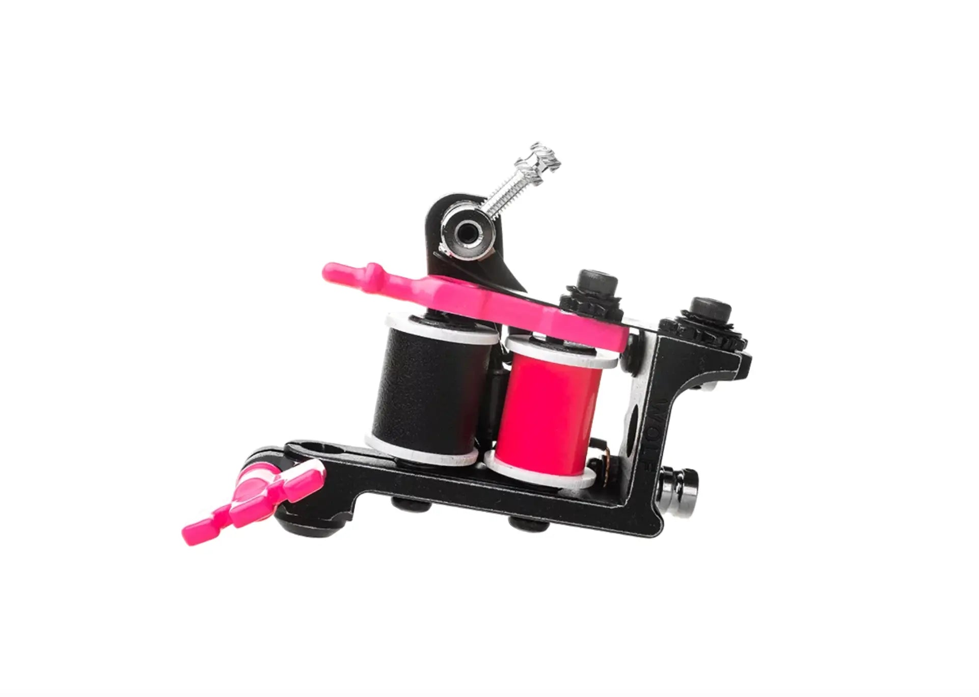 Vlad blad Coil-Fineliner-Tätowiergerät in Schwarz und Pink mit roter cartridge für präzises Lining und Farben
