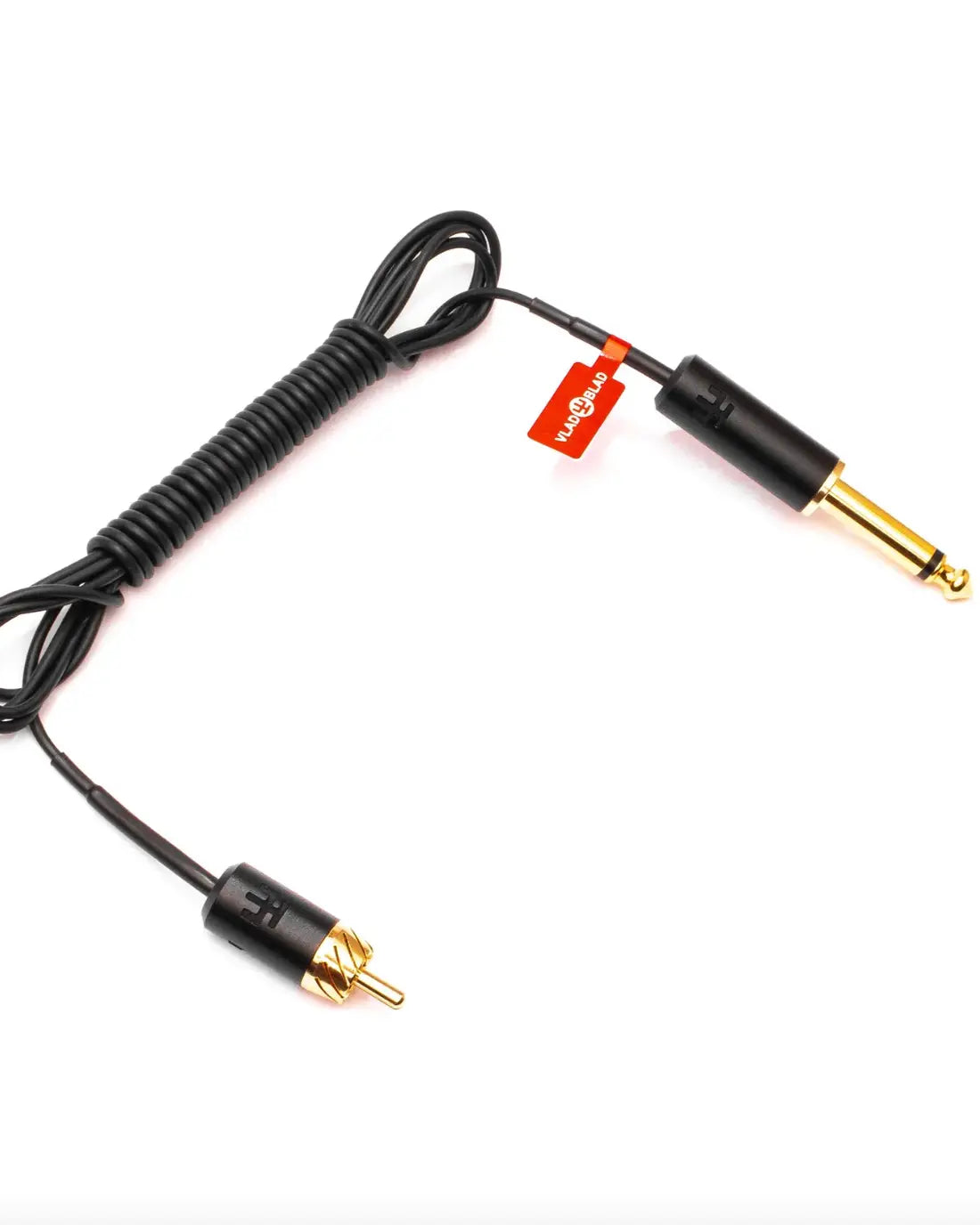 Vlad blad rca-cord air limited edition black coiled cable with gold-plated rca connectors and red tag