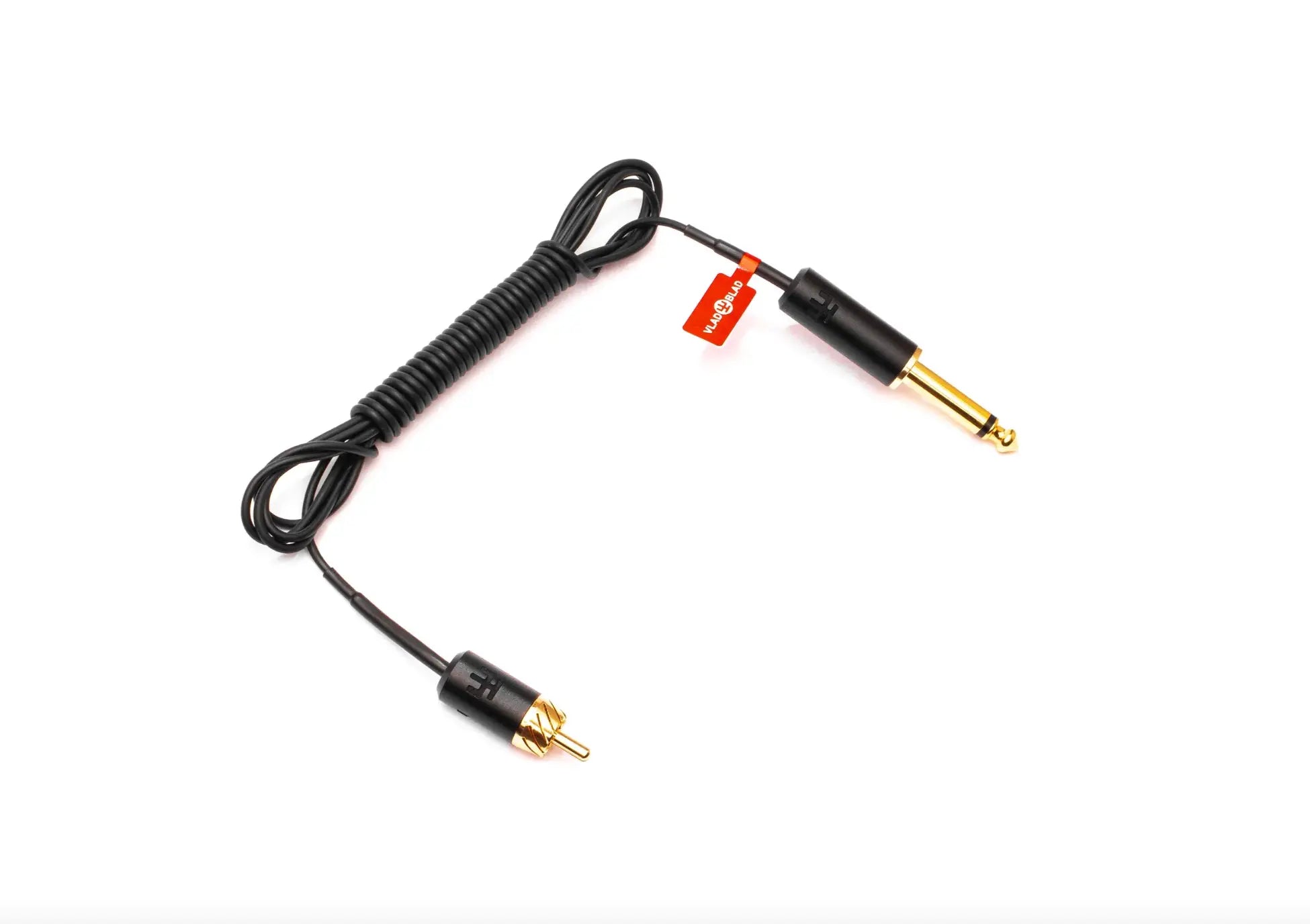 Vlad blad rca-cord air limited edition black coiled cable with gold-plated rca connectors and red tag