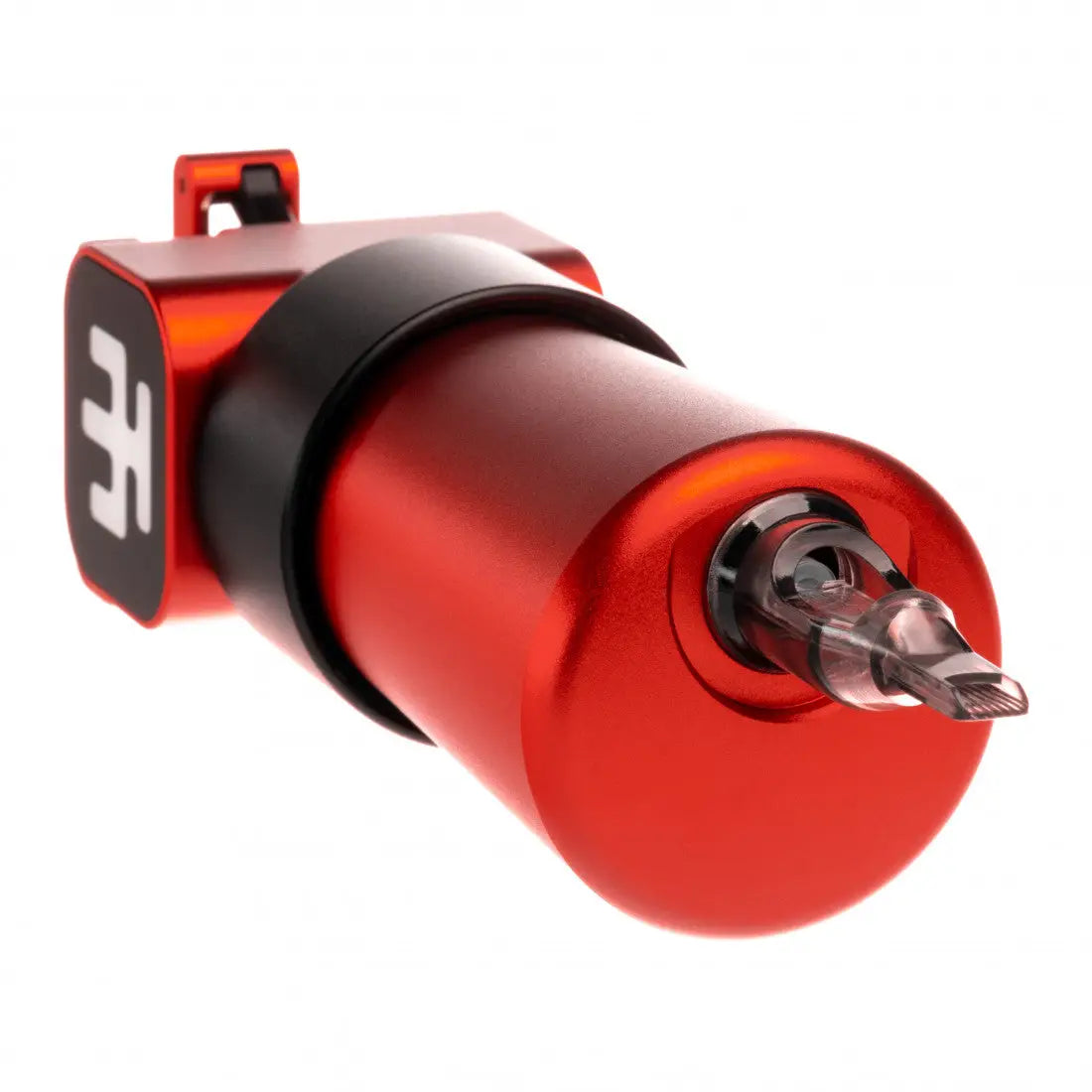 VLAD BLAD Ultron 4 Pro Cola Red Red Metallic Tattoo-Maschine mit schwarzen Akzenten und sichtbarer Nadel-TIP