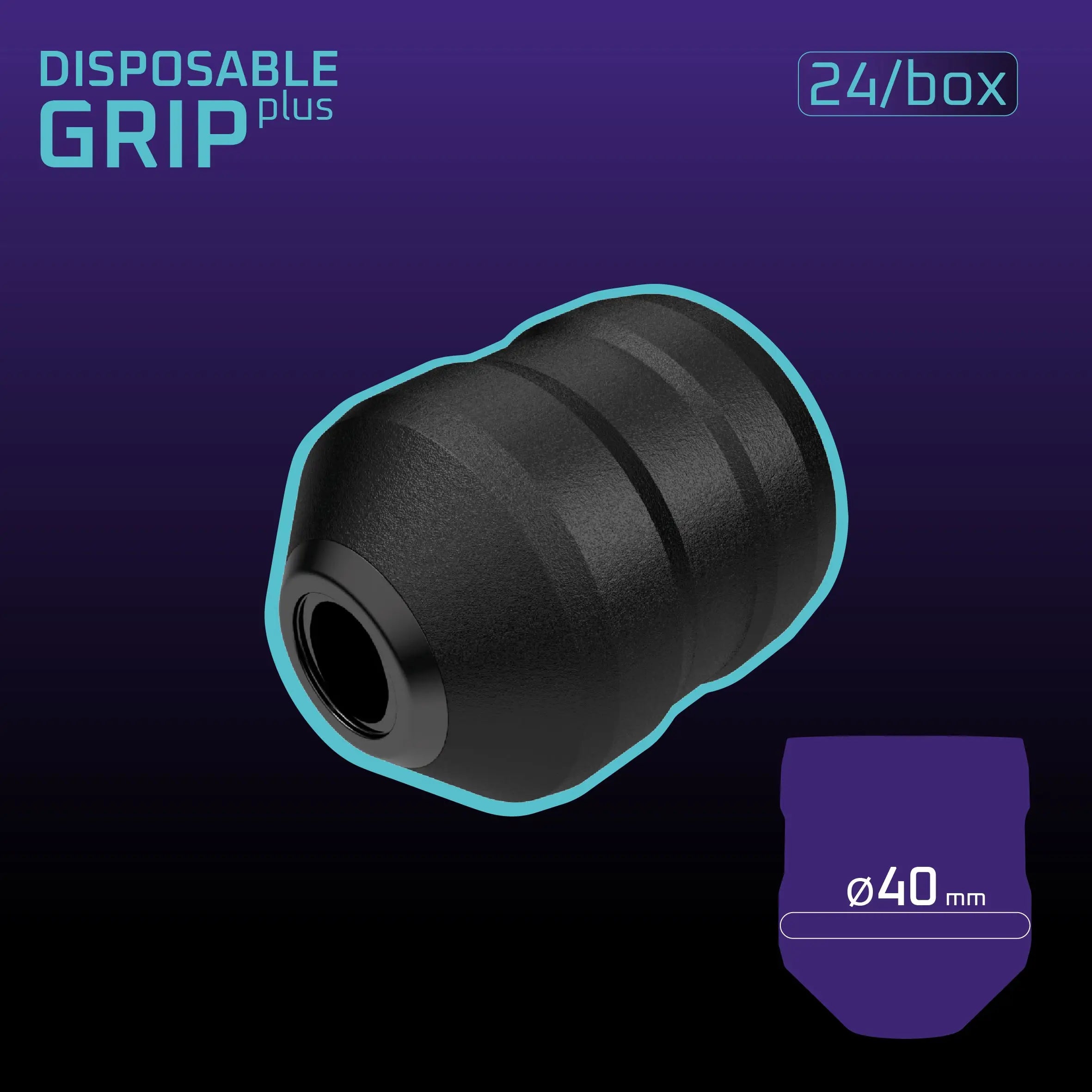 ACUS - M1 Einweggriff plus schwarzer Griff mit strukturierter, geriffelter Oberfläche und 40 mm Durchmesser für sicheren Halt
