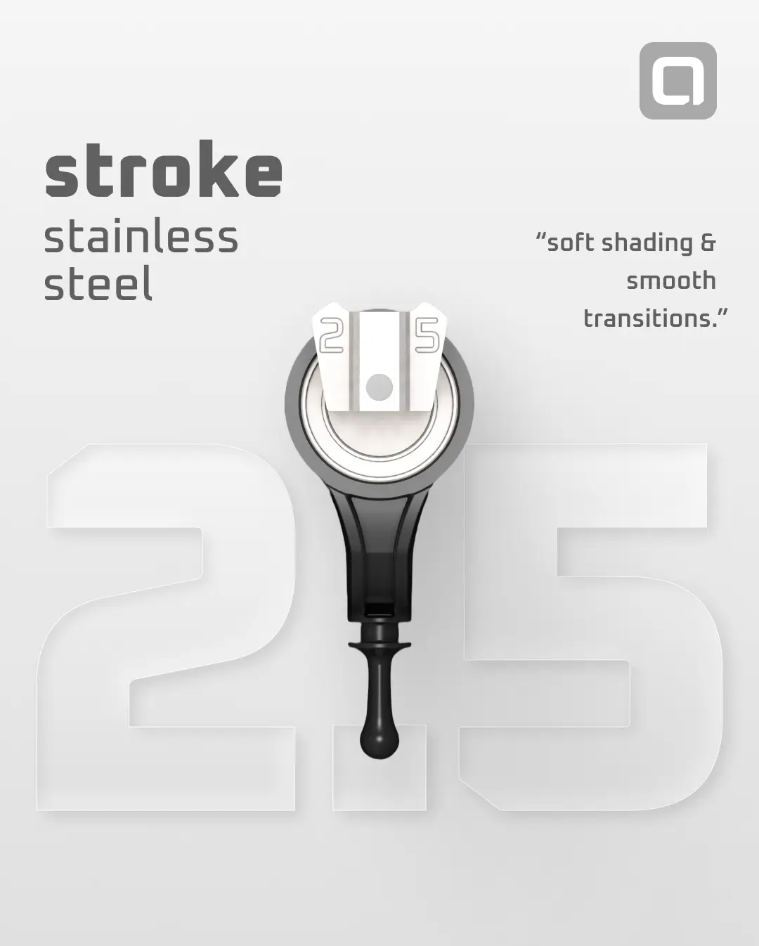Black und silberner Edelstahl-Fahrradlenkergriff stroke 25 mit elegantem, modernem Design von ACUS, klassisches Modell