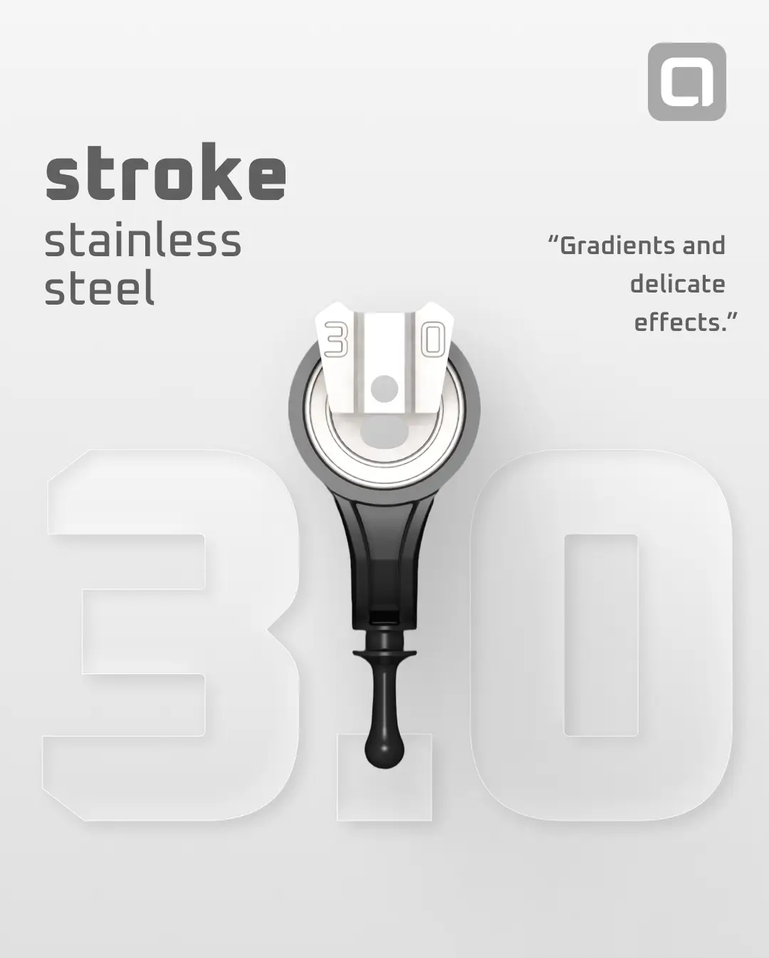 ACUS stroke classic aus Edelstahl stroke 30 Gerät mit schwarzem Griff und weißem Zifferblatt mit Anzeige 30