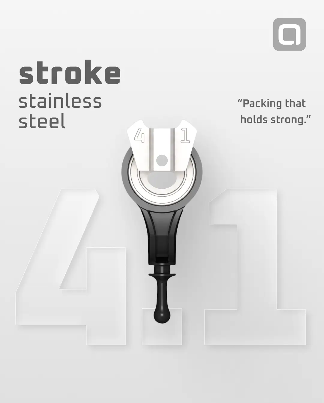 ACUS stroke classic in Schwarz und Silber aus Edelstahl, stroke 41, Packwerkzeug mit schlankem, ergonomischem Griff