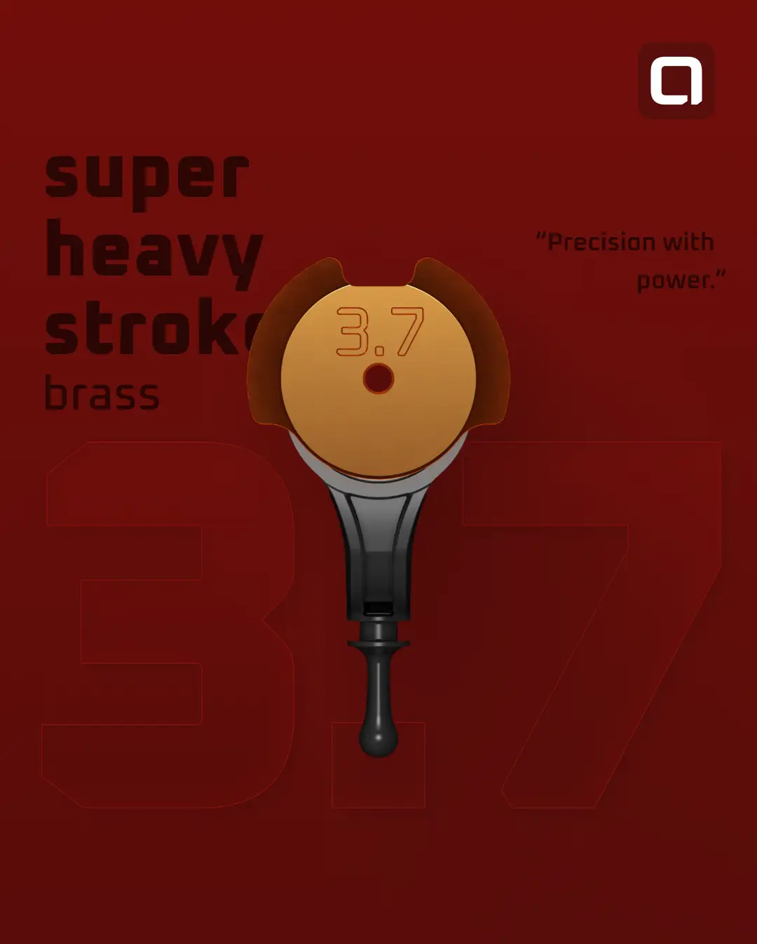 Messing super heavy stroke 3.7 Hammer mit poliertem goldenen Kopf und schwarzem Griff aus der ACUS stroke super heavy Serie