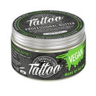 Black and green labeled jar of believa tattoo professional butter vegan aftercare made by nature 250ml