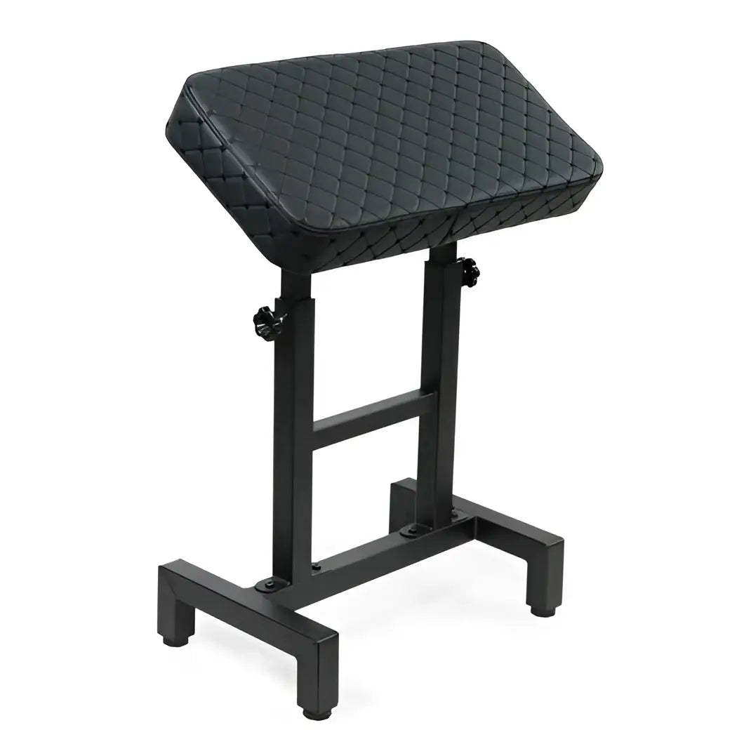 Repose-bras en cuir matelassé noir pour station de nail art, avec hauteur réglable et cadre en métal robuste pour location de caos nero
