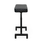 Tabouret en cuir noir matelassé à hauteur réglable avec accoudoir et structure métallique robuste de la série de location caos nero