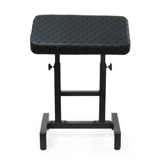 Black quilted leather stool with adjustable height legs in caos nero rental arm rest standard or xxl design