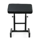txt
Tabouret en cuir noir matelassé avec pieds réglables en hauteur, en caos nero, accoudoir de location, design standard ou XXL