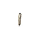 Silver-colored metal cheyenne adapter plug with knurled grip converting chinch rca plug to 6.3 mm jack socket