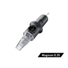 Black and clear cheyenne safety tattoo needle cartridge with green accent labeled magnum 0.35 for precision shading