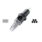 Cheyenne safety magnum tattoo needle cartridge in black and clear with a green accent ring for precise shading