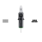 Black and transparent cheyenne cartridges safety magnum tattoo needle with a green base for precision inking