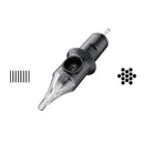 Cheyenne cartridges safety round liner in black and clear with metallic tip for precise tattoo needle use