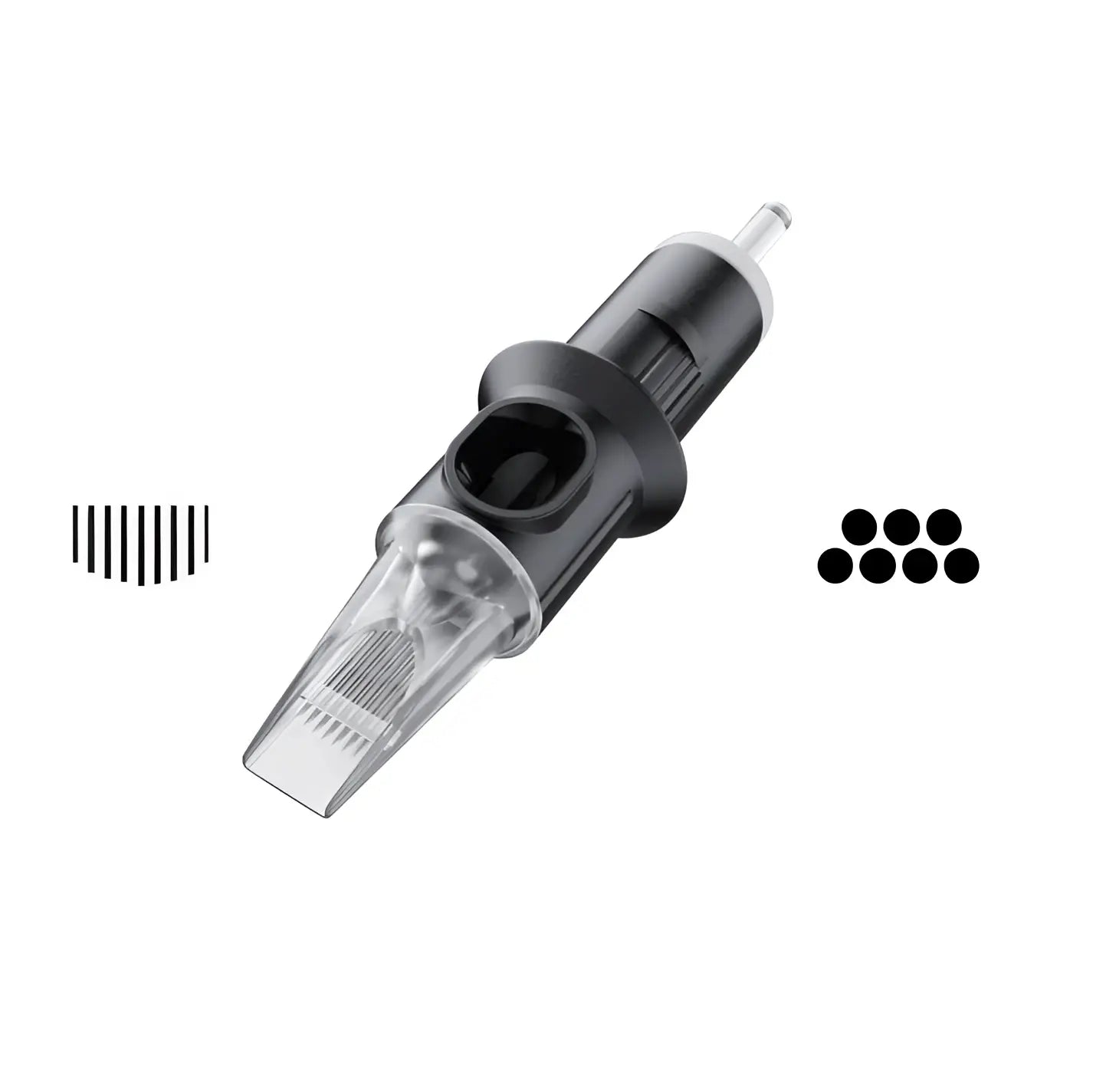 Cheyenne cartridges safety tx curved magnum tattoo needle cartridge in black and clear with metallic tip