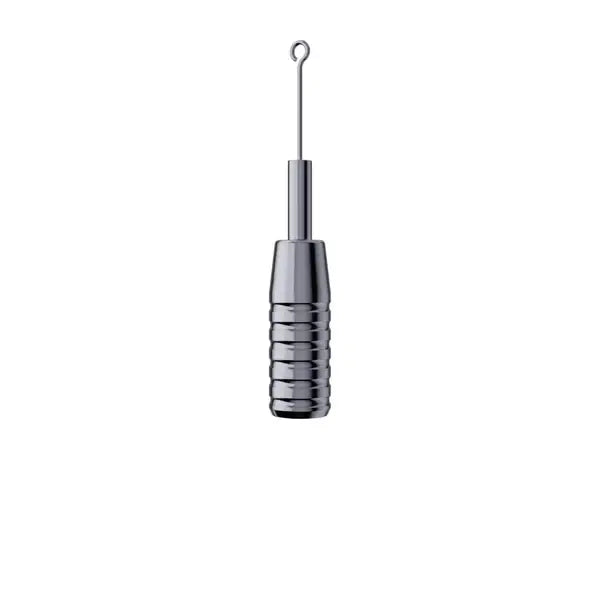 Silver-toned metal tattoo needle handle cheyenne fixed grips with textured grip and loop at the top 19 mm