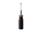 Black textured grip tattoo machine with silver needle and orange adjustment collar from cheyenne flex grips series