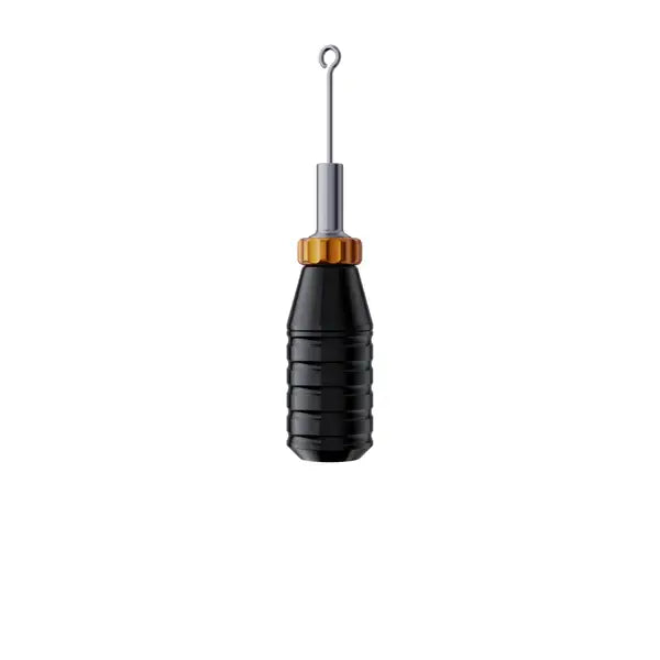 Cheyenne flex grips black tattoo machine handle with textured grip gold threaded collar and silver needle holder