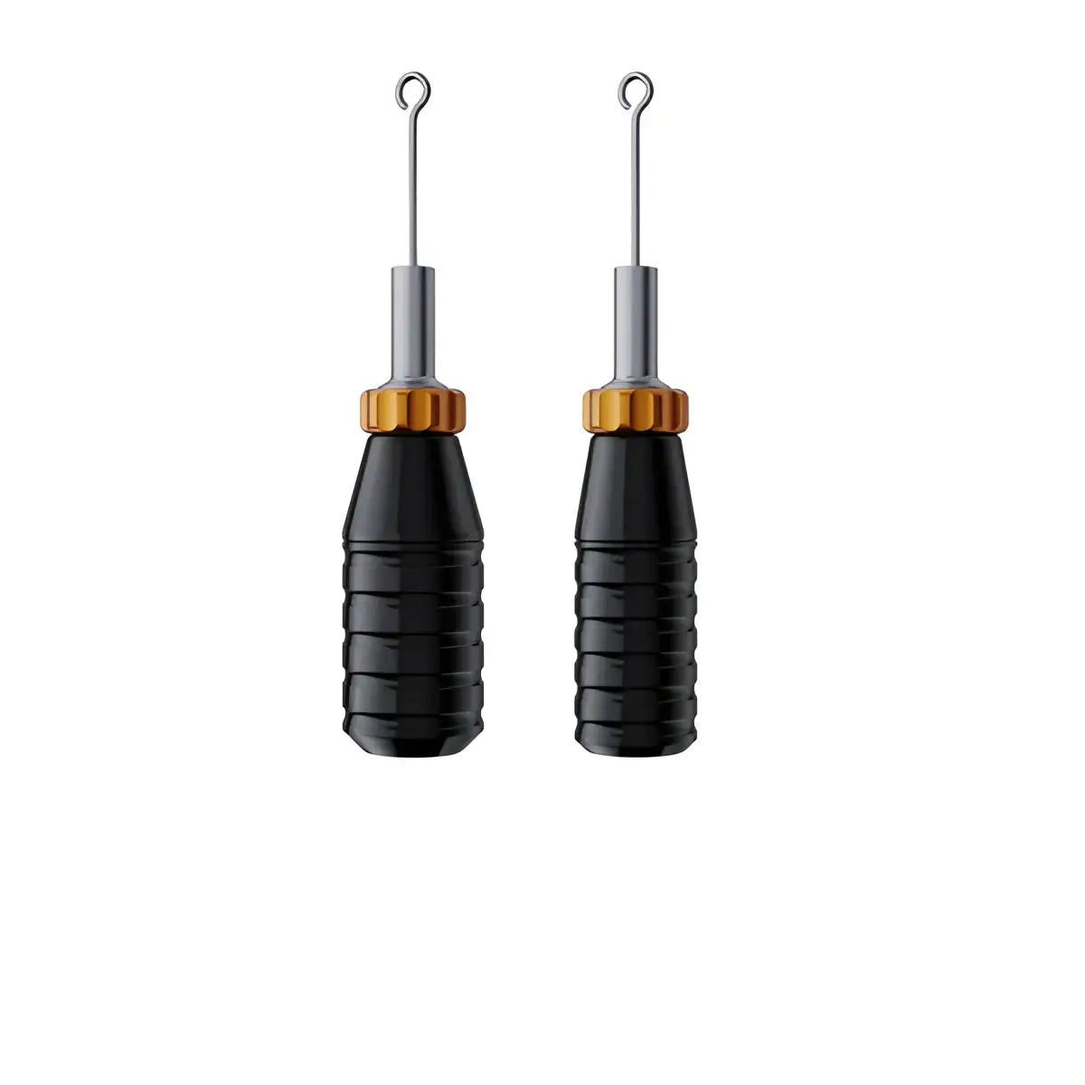 Cheyenne flex grips black tattoo machine handles with textured grips orange knurled collars and silver metal needles