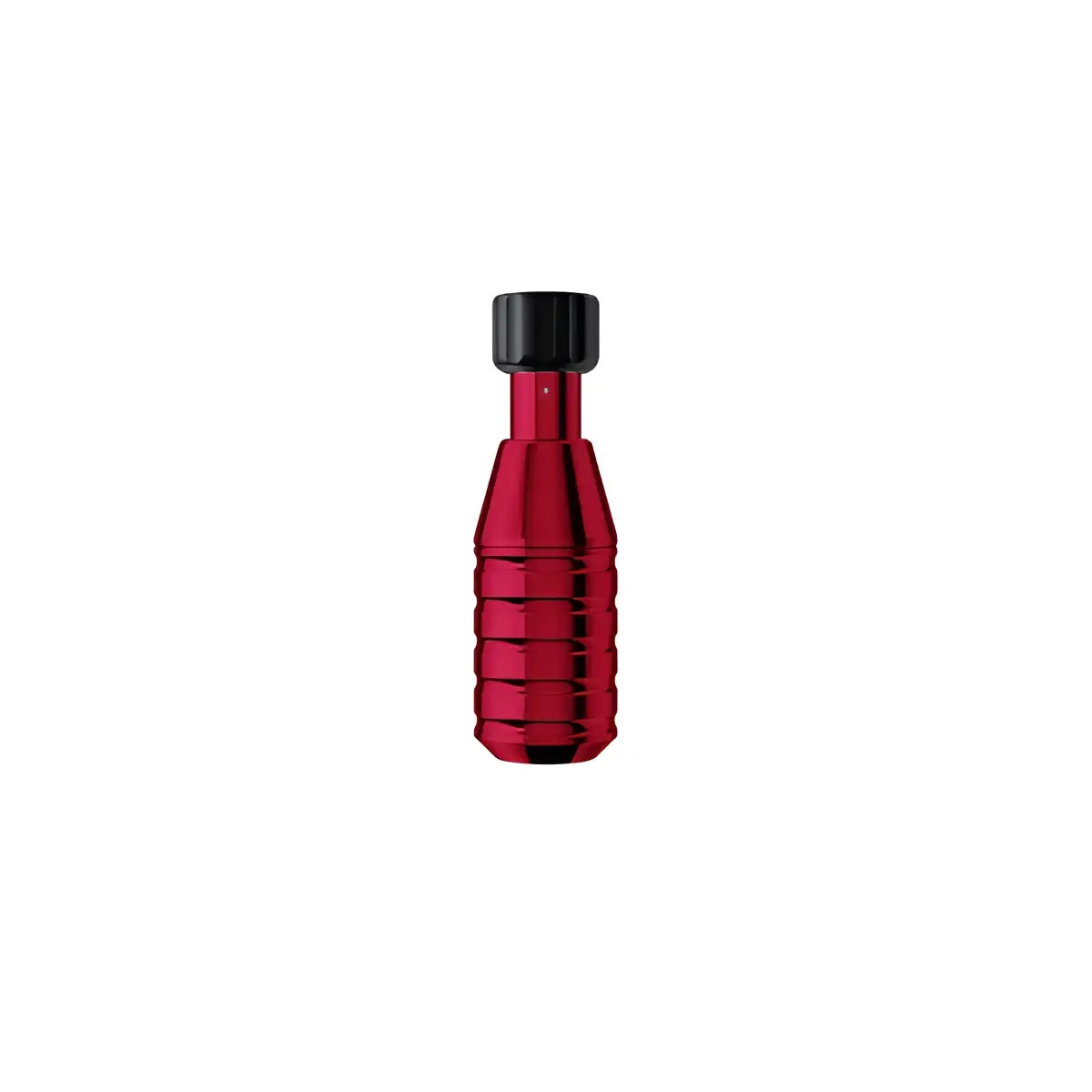 Red metallic cheyenne hawk tattoo machine grip with black cap designed for comfortable and precise hand grips