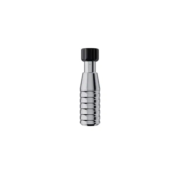 Silver metallic cheyenne hawk tattoo machine grip with black textured top cap and ribbed design