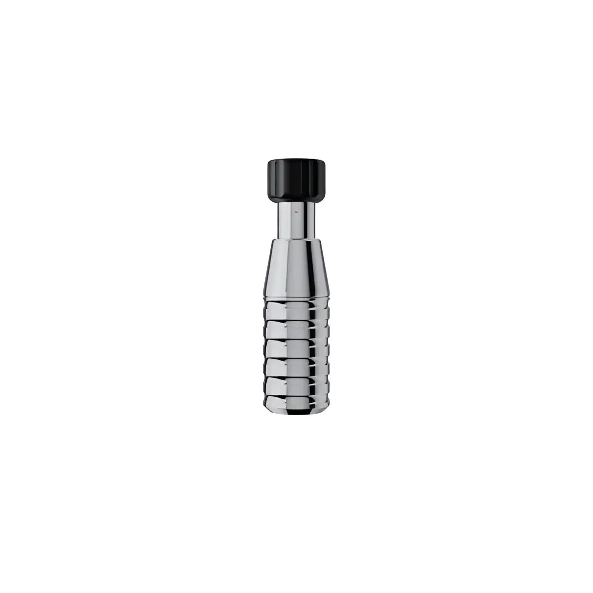 Silver metallic cheyenne hawk tattoo machine grip with black textured top cap and ribbed design