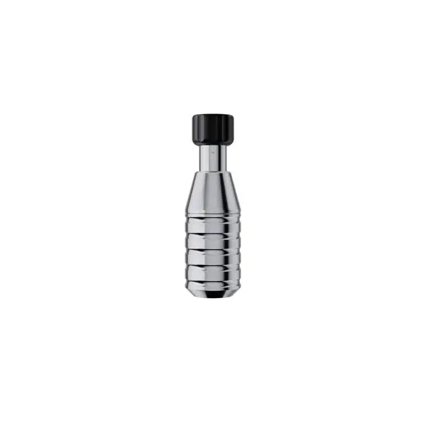 Cheyenne Hawk hand grip silver metallic tattoo machine grip with black textured top cap and ribbed design
