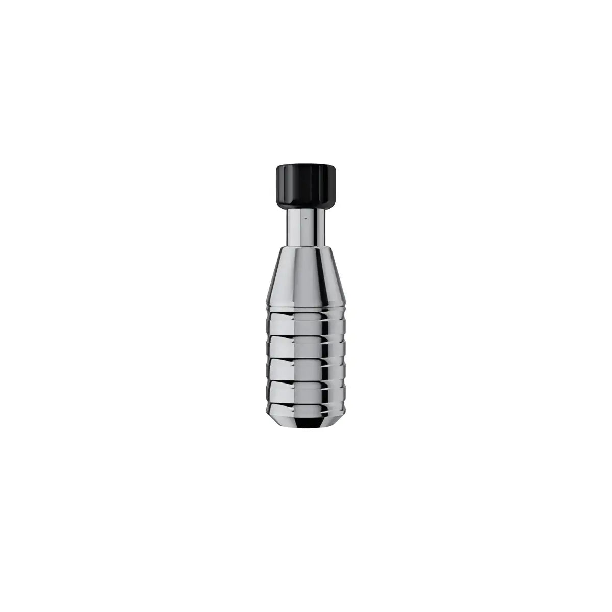 Cheyenne Hawk hand grip silver metallic tattoo machine grip with black textured top cap and ribbed design
